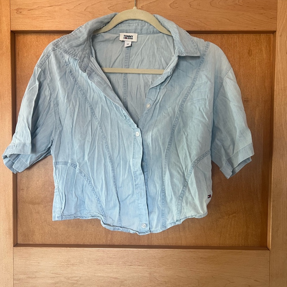 Tommy Hilfiger Sky Blue Cropped Shirt